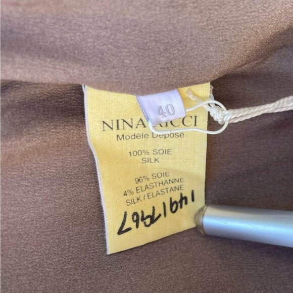 Nina Ricci Warm Taupe Silk Skirt Size 8 NWT - Picture 3 of 11